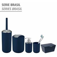 WENKO Boîte avec couvercle Brasil, Panier de rangement, panier de salle de bain avec couvercle, Plastique (PET), 19 x 10 x 15.5 cm, Bleu