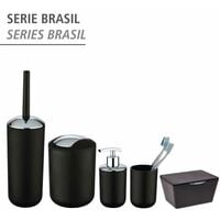 WENKO Boîte avec couvercle Brasil, Panier de rangement, panier de salle de bain avec couvercle, Plastique (PET), 19 x 10 x 15.5 cm, Noir