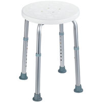 Tabouret de douche Secura WENKO, Assise 120kg, Réglable en hauteur, Assise et pieds antidérapants, 45,5 x 39,5-57,5 x 45,5 cm, Argent et blanc