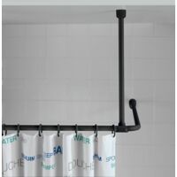 WENKO Support Plafond Pour Barre De Douche - Compatible 20mm/25mm, Réglable 57cm, Aluminium Noir | Fixation Renforcée Baignoire/douche Support Plafond Barre Douche