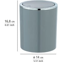 WENKO Mini Poubelle Salle de Bain Agropoli S, Poubelle à couvercle  basculant, Capacité 2L, Plastique surface givrée, Ø 14,5x20 cm, Pétrole