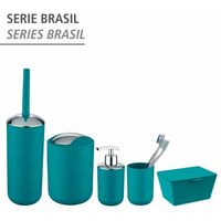 WENKO Boîte avec couvercle Brasil, Panier de rangement, panier de salle de bain avec couvercle, Plastique (PET), 19 x 10 x 15.5 cm, Turquoise