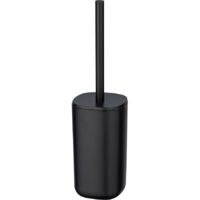 Wenko – Brosse WC sur pied noire mat – Plastique de qualité supérieure – Tête de brosse remplaçable Ø 8,5 cm – Exempt de BPA