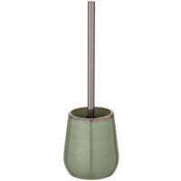 Wenko – Porte-brosse WC céramique verte 10,5 x 40 cm – Base en céramique stable – Tête interchangeable – Accents cuivrés élégants pour salle de bain moderne