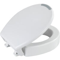Wenko – Abattant adulte pour WC réhausseur 8cm – Duroplastique antibactérien – Frein de chute – Charge jusqu'à 300 kg – Dimensions 37x43,5 cm