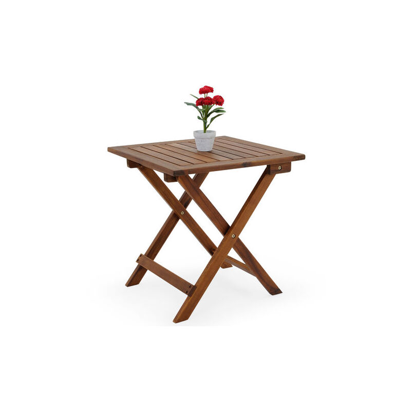 Table Pliante Avec 2 Chaises Longues En Bois - Table De Jardin, Balcon, Camping - Bleu Foncé