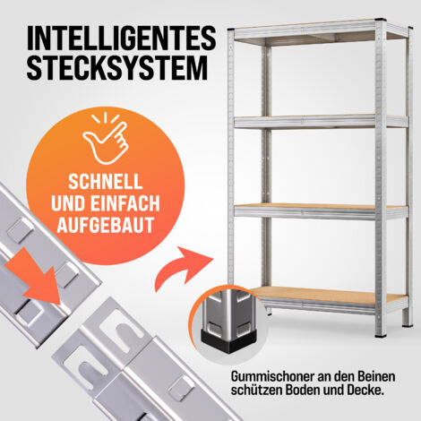MONZANA® Étagère charge lourde 4/5 niveaux Étagère métallique modulable Meuble de rangement garage atelier cave -4 étagères - 160x90x40cm