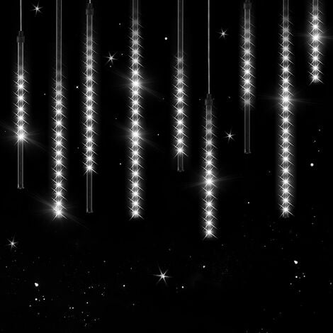Guirlande lumineuse LED 8,6 m 480 LED effet pluie de météorites gouttes diamants stalactite IP 44 intérieur extérieur Noël - modèle au choix Blanc