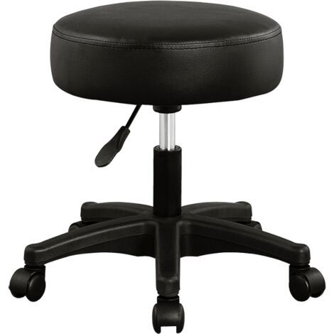 Tabouret De Bureau Pivotant Casaria - Hauteur Réglable 46-60cm - Rembourrage 10cm - 5 Roulettes - Noir
