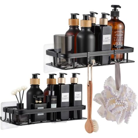 Voolan Selbstklebender Duschhalter Schwarz | Verstellbar, Wasserdicht & Bohrfrei | Für Handbrausen An Fliesen