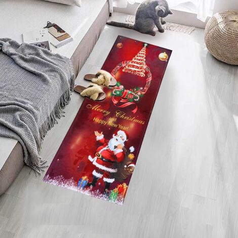 LYCXAMES 3D-Weihnachtsteppich, 60 x 180 cm, rutschfester Bodenbelag, Weihnachtsdruck, Teppich, Wohnzimmer, Küche, Boden, Badematte, Weihnachtsmann-Teppich