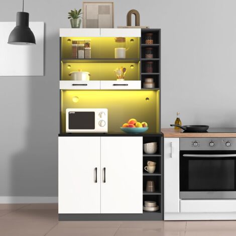 TEENFON Küchenschrank 170cm - Scheunentüren Schrank Mit 4 Regalen Weiß