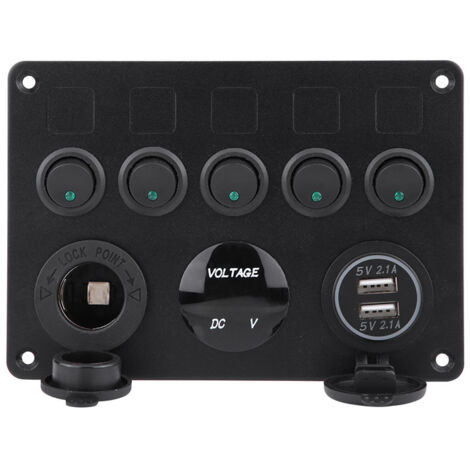 Broco 5-Gang Kippschalter Panel Mit Blauer LED - 12-24V Für Wohnmobile & Boote