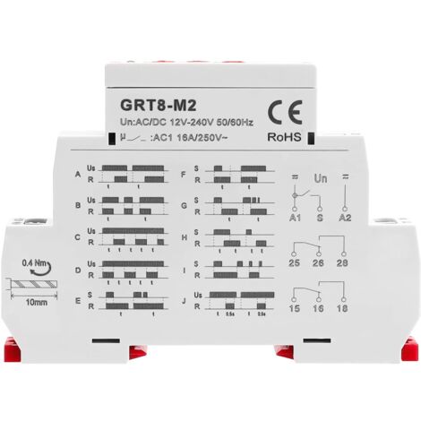 Relais à Impulsion GEYA GRM8 - Relais Mémoire Pas à Pas, 16A, AC/DC 12V-240V, Pour Domotique Et Automatisme