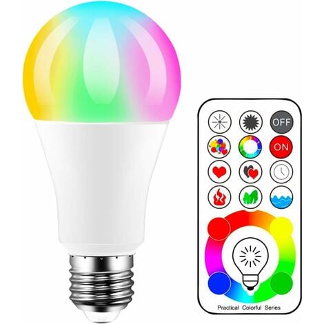 äquivalente, Lampe Farbige LED Farben RGBW--Weiß Fernbedienung - Farbwechsel Farbige Watt Leuchtmitte Birnen Lampen 10 120 RGBW Fassung Edison LED Leuchtmittel,70W Kabellos - E27 inklusive -