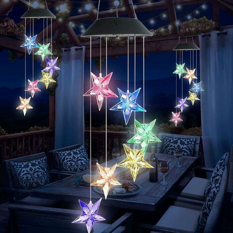 Muttertagsgeschenk Wind Chime LED Dekor Glockenspiele Lamp Color (Star) Spinner Lamp Changing Solar Light Garden Solar Spiral Windspiel