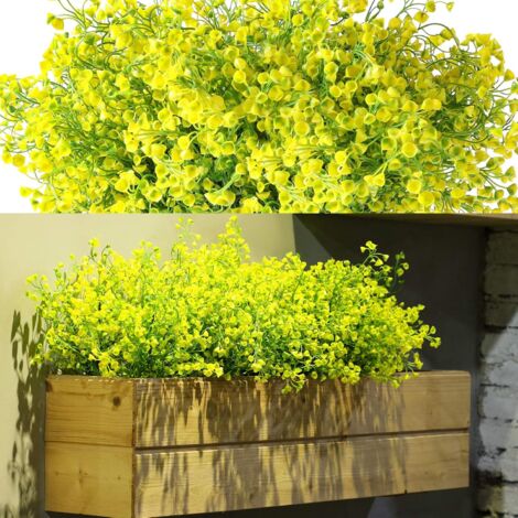12 Packungen künstliche Sträucher, Büsche, UV-beständige künstliche Blumen,  Pflanzen für den Außenbereich, dekorative Blumen für