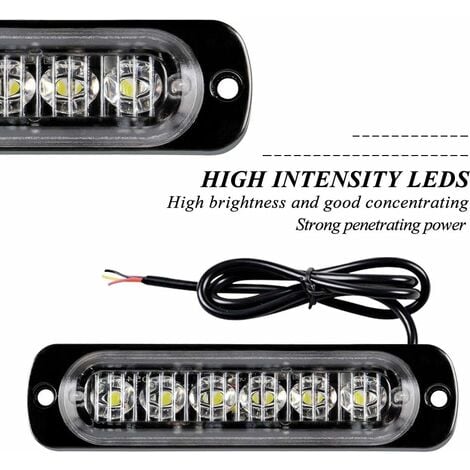 4pcs Ultra Thin 6LED Strobe Lights Emergency Hazard Beacon Warnblinklichter  Universal für Auto Fahrzeug LKW 12