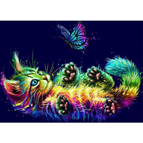 EOBROMD Diamond Painting Katze - 5D DIY Diamantbild 30x30cm Für Wanddekoration