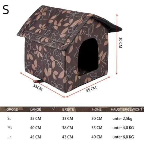 Winterfeste Katzenhaus Outdoor 41x41x33cm - Wasserdichte Hundehütte Mit Isolierung