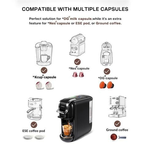 Cafetière à capsules HiBREW 5-in-1 H2B(White) Réservoir amovible Système d'extraction double Un must pour les amateurs de café 