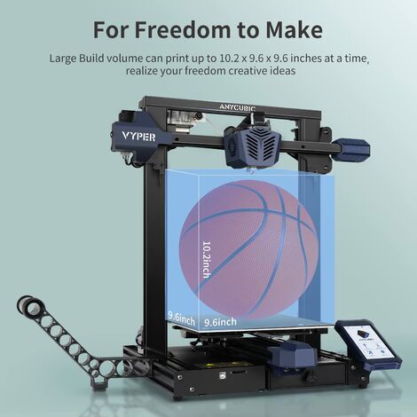 ANYCUBIC Vyper Imprimante 3D de Nivellement Automatique, Carte Mère  Silencieuse TMC2209, PEI Spring Steel, Convient aux PLA/ABS/PETG/TPU,  Taille