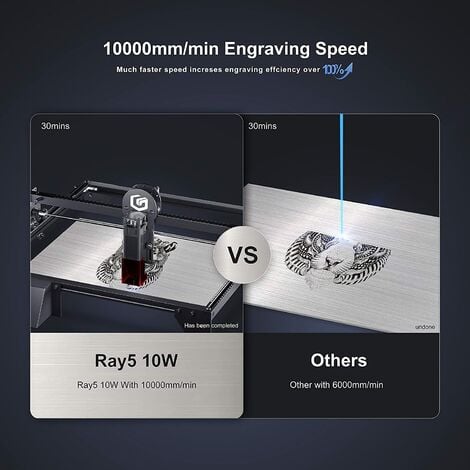 LONGER RAY5 10W Machine à graver laser 60 W – 10 W Output Laser Cutter Offline Appareil de gravure Acrylique Gravure laser Machine pour verre, céramique, ardoise, bois 400 x 400 mm