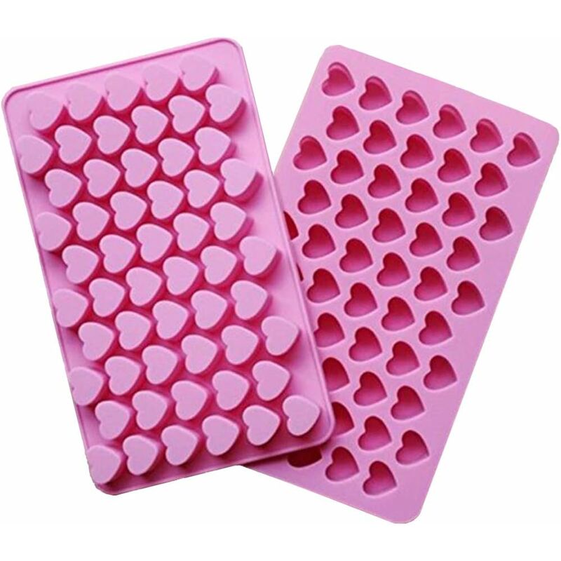 Mini Heart Shape Silicone Gummy Molds Chocolate Mold Pack Of 2 Silicone  Cake Molds For Baking 55 Cavities Ice Molds With 2 Bonus Droppers - Pink