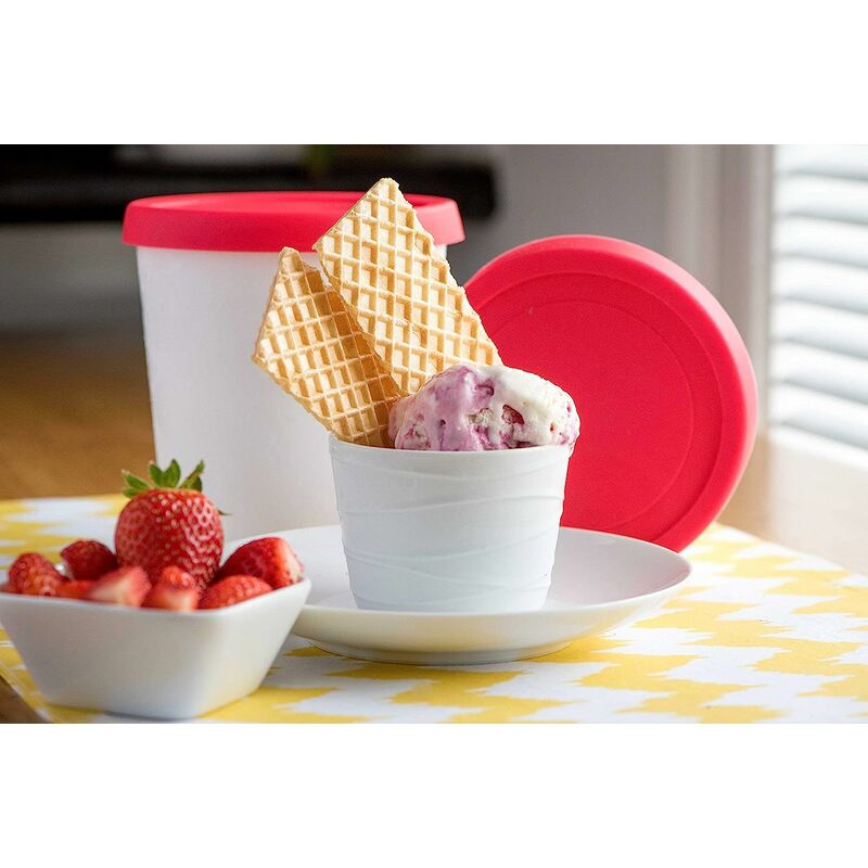 Home Ice Cream Freezer Storage Containers Set of 2 with Silicone Lids