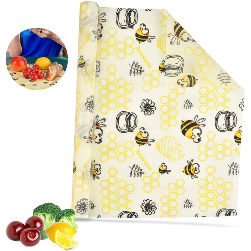3Pcs Reusable Beeswax Food Wrap Beeswax Wrap Eco Friendly Organic, Bees Wax  Food Storage Wrappers Cling Sandwich Re-washable Keeps Produce Fresh 