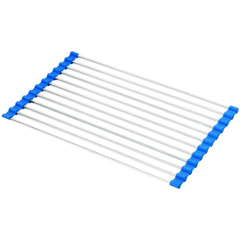 1pc Foldable Sink Drainer Rack With Drying Mat, Rollable Silicone Coated