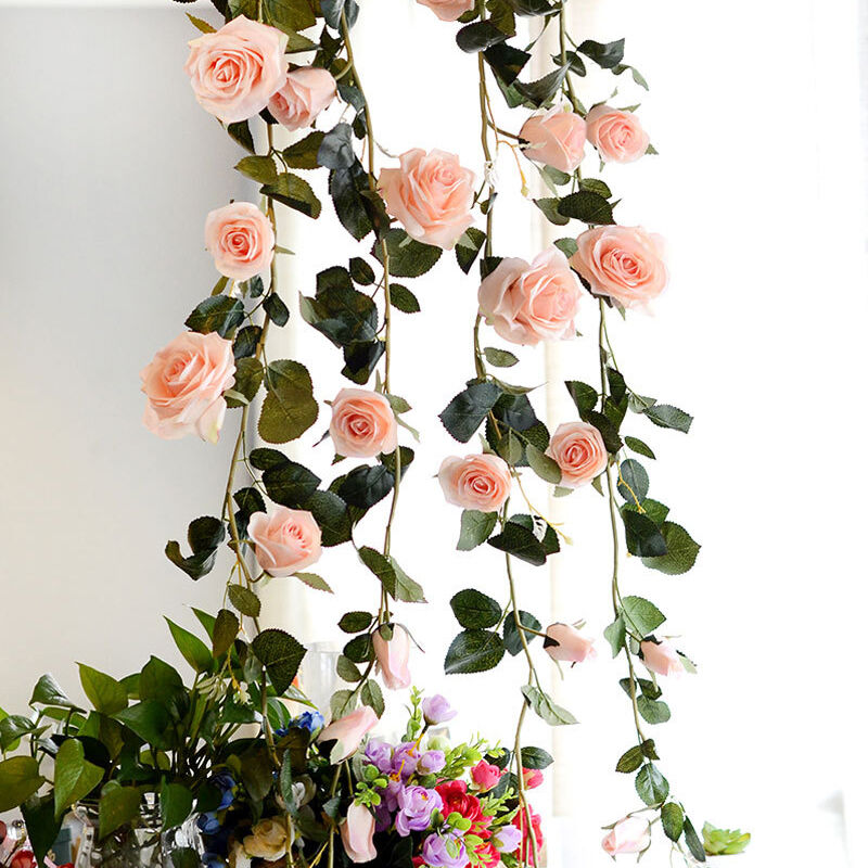 Wisteria/Rose/Eucalyptus Artificial Flowers Vine Garland Wedding Arch  Decoration Fake Roses Flowers Hanging Garland Wall Decor in 2023