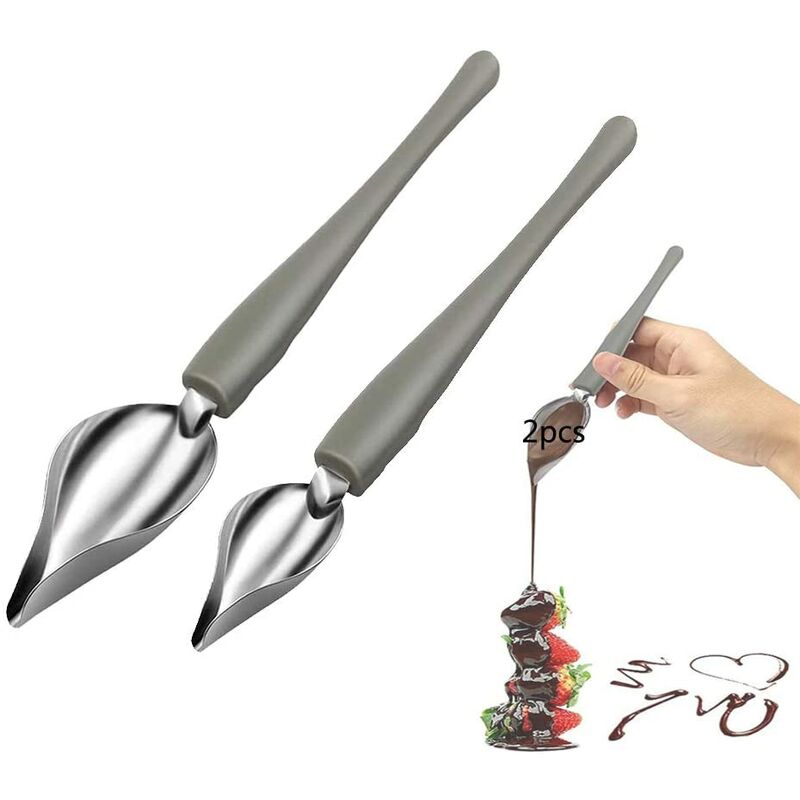 3 Pieces Candy Dipping Tools Chocolate Dipping Fork Spoons Set 2 Pieces  Culinary Decorating Spoons Chef Art Pencil for Decorative Plates Stainless  Steel Chef Spoon