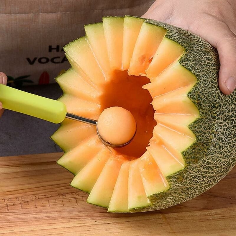 2-in-1 Stainless Steel Melon Baller Scoop Fruit Ice Cream Carving Knife  With Spoon (assorted) - 1 Piece