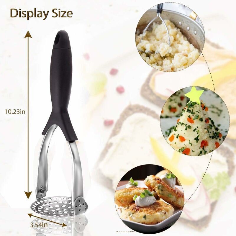 1pc Mini Stainless Steel Potato Masher With Wooden Handle