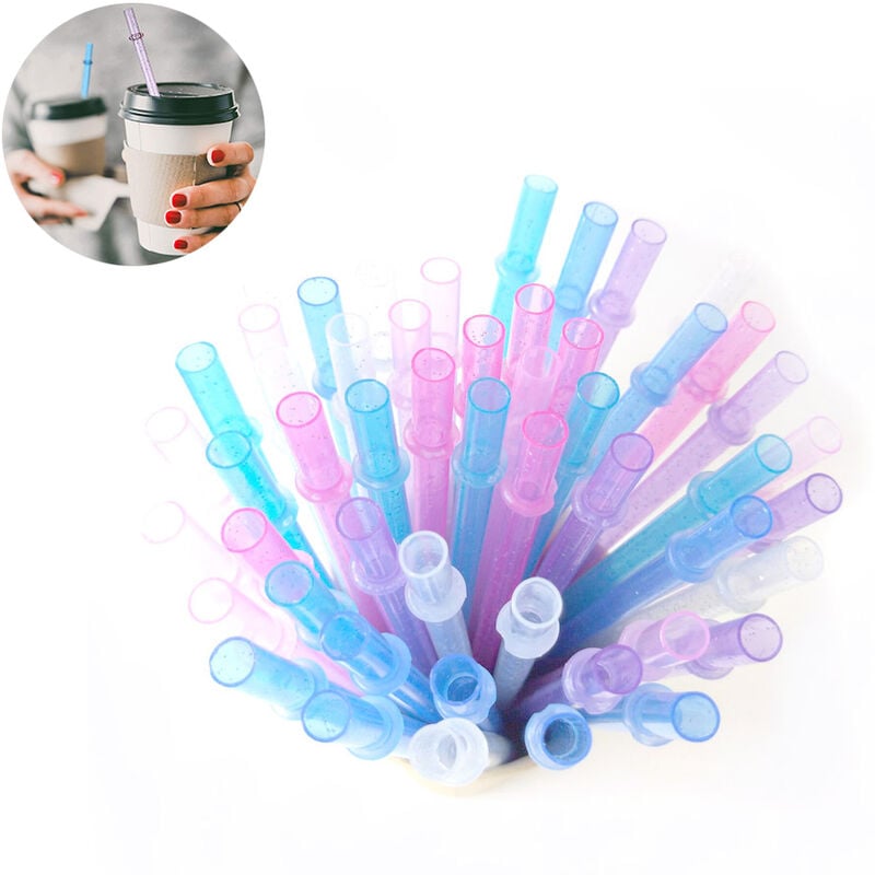 48 Pieces 11 Inch Reusable Plastic Straws Without Bpa, Colorful Glitter  Straws Gift