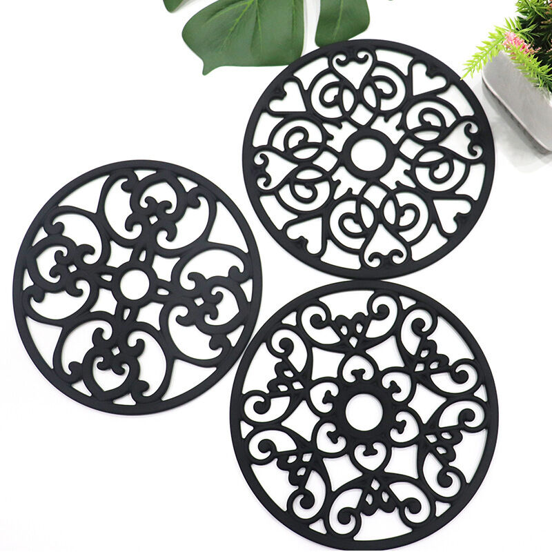 Trivets For Hot Pans, Expandable Silicone Trivet Mat Heat Resistant Kitchen  Accessories(2pcs, Black)