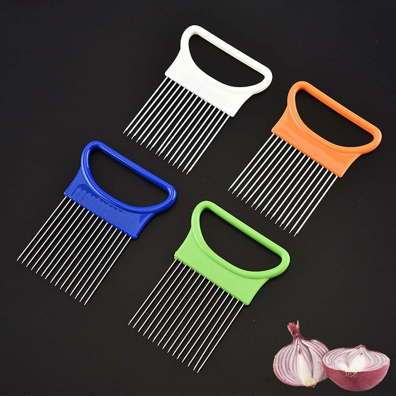 Food Slice Assistant Stainless Steel Onion Holder Onion Slicer Onion Peeler  Cheese Cutter Vegetable Chopper for Potato Tomato