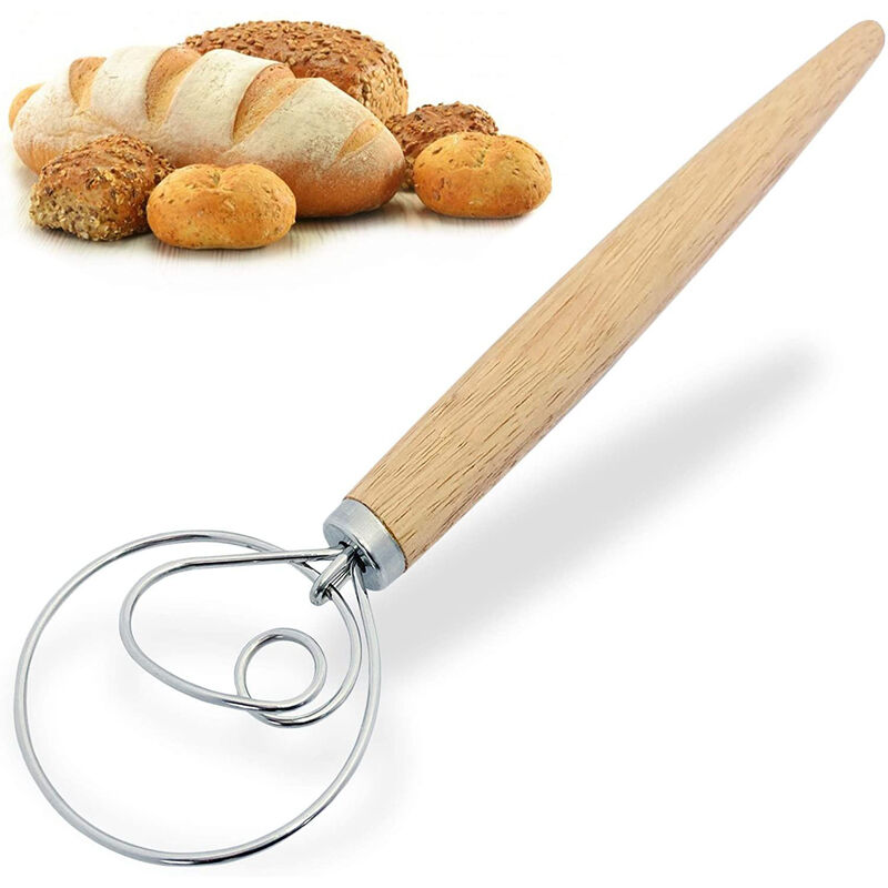 3 Pack Original Danish Dough Whisk Dutch Style 13 Stainless Steel Large  Wooden Hand Dough Mixer Baking Tool For Bread, Batter, Cake, Pastry,  Pancake mixer, Cookie Dough Mixer For Cooking and Baking 