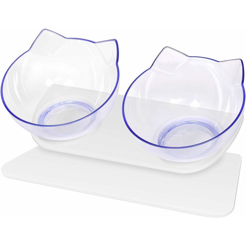 MILIFUN Double Dog Cat Bowls - Pets Water and Food Bowl Set, 15Tilted Water  and Food Bowl Set with Automatic Waterer Bottle for Small or Medium Size  Dogs Cats White