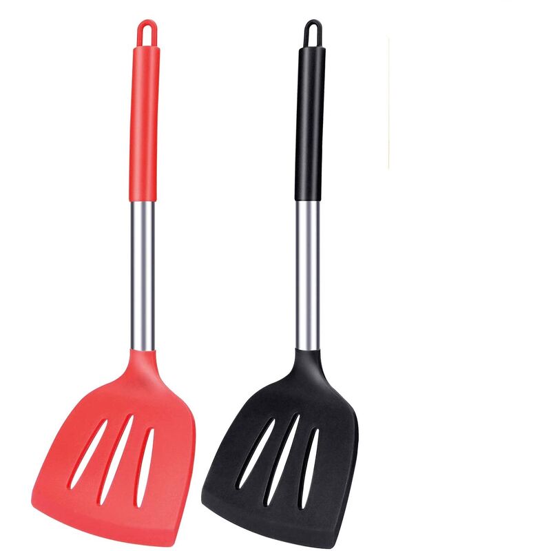HOTEC Silicone Slotted Fish Turner Spatula Set Flipper Spatulas for Baking,  Cook