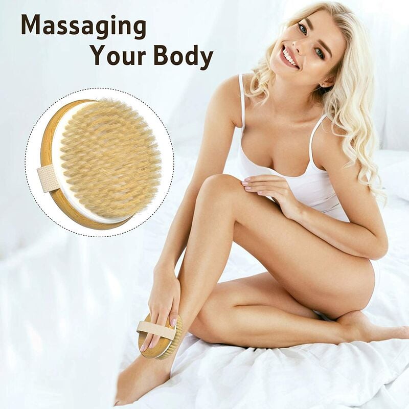 Metene Shower Brush with Soft and Stiff Bristles Exfoliating Skin and A Soft Scrub Double-Sided Brush Head for Wet or Dry Brushing Specially Long