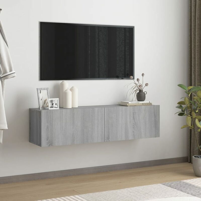 Floating tv store stand grey