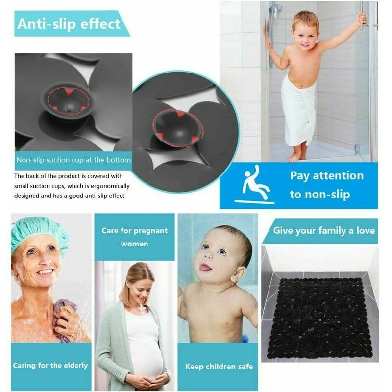 Long Bath Mat With Tpe Material For Bathroom, Non-slip With Suction Cups,  Water Resistant And Anti-fall, Suitable For Kids And Elderly