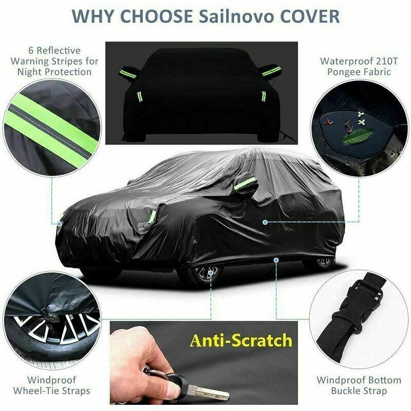 SUV Car Cover Waterproof Car Cover All Weather UV Protection UV Outdoor  Windshield Flash Cover Striped with Reflective Strips (SUV)