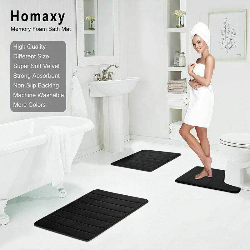 Homaxy Shaggy Chenille Bath Mat Absorbent Quick Dry Floor Decoration Shower  Pad Soft Thick Plush Carpet Anti-Slip Bathroom Rug