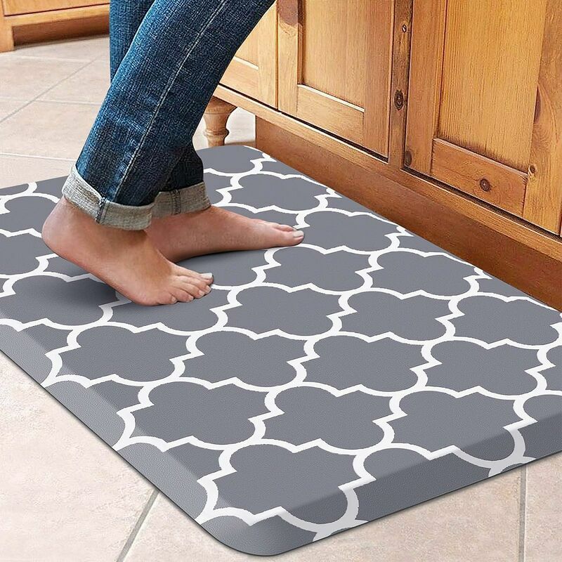 Absorbent, Reversible Microfiber Dish Drying Mat For Kitchen, 16 Inch X 18  Inch, White Trellis (497401)