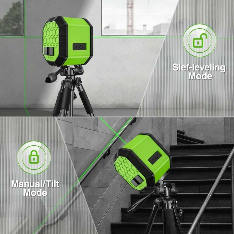 Huepar Cross Line Laser - DIY Self-Leveling Green Beam Horizontal and  Vertical Line Laser Level with 100 Ft Visibility, Bright Laser Lines with  360°