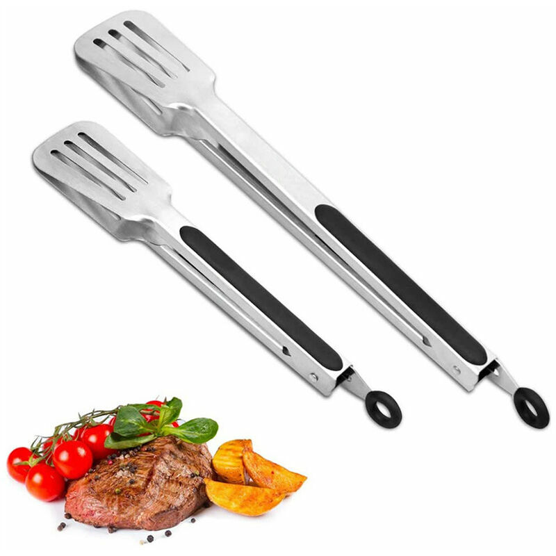 Cooking Tongs 9 inches 2-Pack Stainless Steel Kitchen Silicone Serving  Tongs Heat Resistant Grill Tongs Meat Turner Spatula Tongs Fish Tongs with