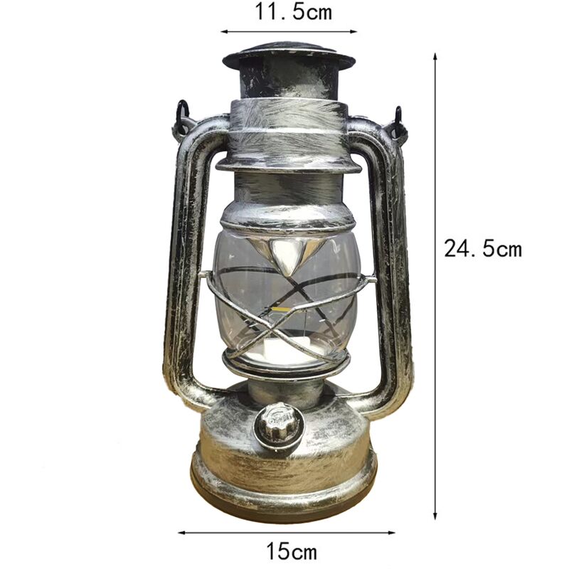 Retro kerosene lamp creative outdoor tent lamp wholesale emergency camping  portable hanging lamp silver